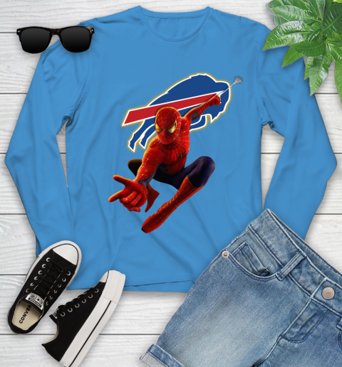 NFL Spider Man Avengers Endgame Football Buffalo Bills Youth Long Sleeve 7