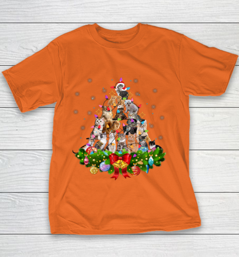 Funny Cat Christmas Tree Xmas Gifts Youth T-Shirt 4