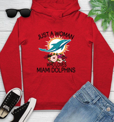 NFL Just A Woman Who Loves Miami Dolphins Football Sports Youth Hoodie 7