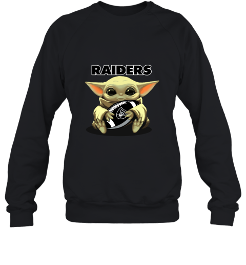 Baby Yoda Loves The Oakland Raiders Star Wars NFL Sweatshirt