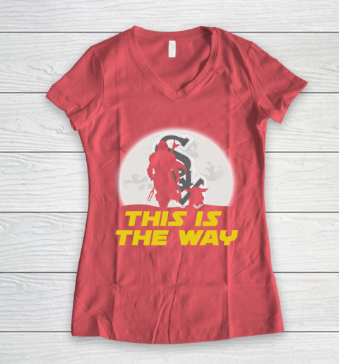 Chicago White Sox MLB Baseball Star Wars Yoda And Mandalorian This Is The Way Women's V-Neck T-Shirt 4