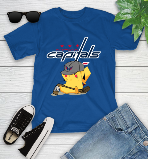 NHL Pikachu Hockey Sports Washington Capitals Youth T-Shirt 9