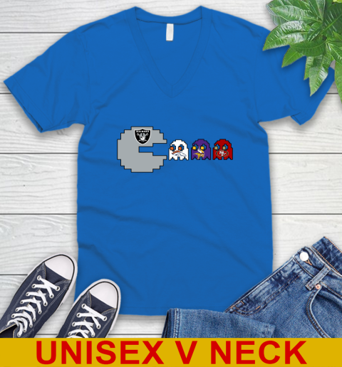 Oakland Raiders NFL Football Pac Man Champion V-Neck T-Shirt 6