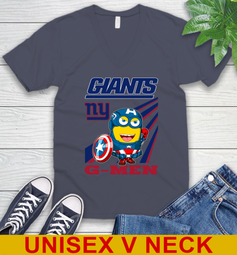 NFL Football New York Giants Captain America Marvel Avengers Minion Shirt V-Neck T-Shirt 7