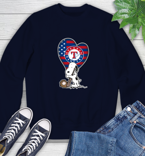 Texas Rangers MLB Baseball The Peanuts Movie Adorable Snoopy Sweatshirt 3