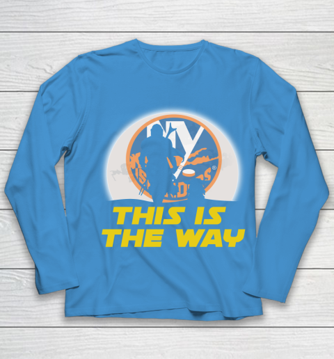 New York Islanders NHL Ice Hockey Star Wars Yoda And Mandalorian This Is The Way Youth Long Sleeve 5