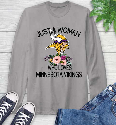 NFL Just A Woman Who Loves Minnesota Vikings Football Sports Long Sleeve T-Shirt 4