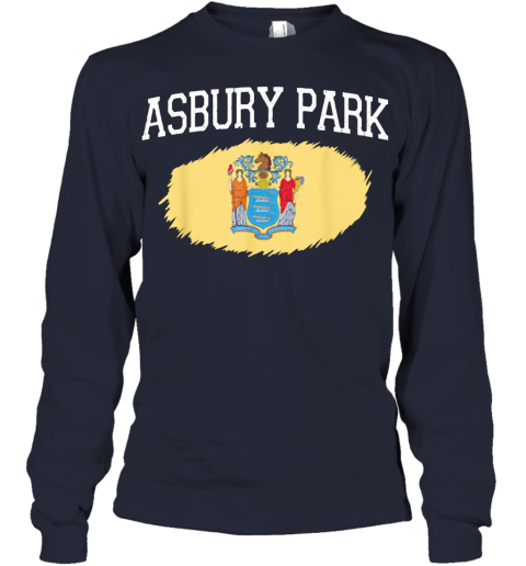 Asbury Park Nj New Jersey Flag Vintage Usa Sports Youth Long