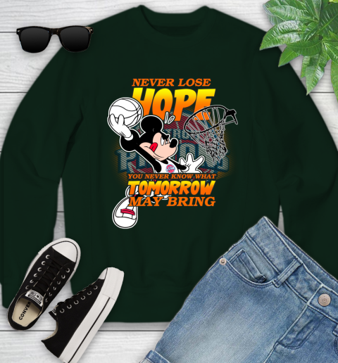 Detroit Pistons NBA Basketball Mickey Disney Never Lose Hope Youth Sweatshirt 9