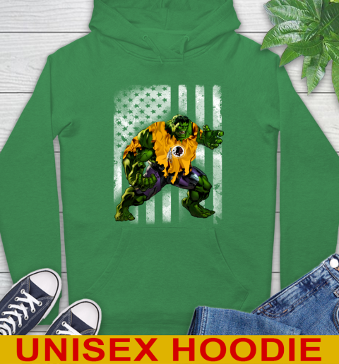 Washington Redskins Hulk Marvel Avengers NFL Football American Flag Hoodie 8