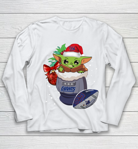 New York Giants Christmas Baby Yoda Star Wars Funny Happy NFL Youth Long Sleeve 2