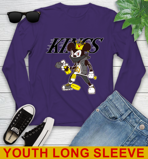 Los Angeles Kings NHL Hockey Mickey Peace Sign Sports Youth Long Sleeve 5