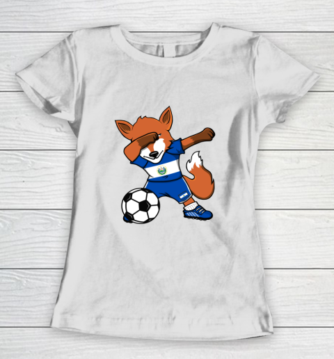 Dabbing Fox El Salvador Soccer Fans Jersey Football Lover Women's T-Shirt