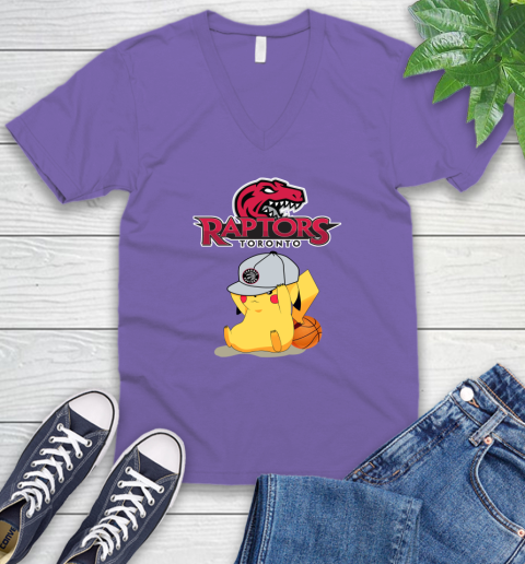 NBA Pikachu Basketball Sports Toronto Raptors V-Neck T-Shirt 9