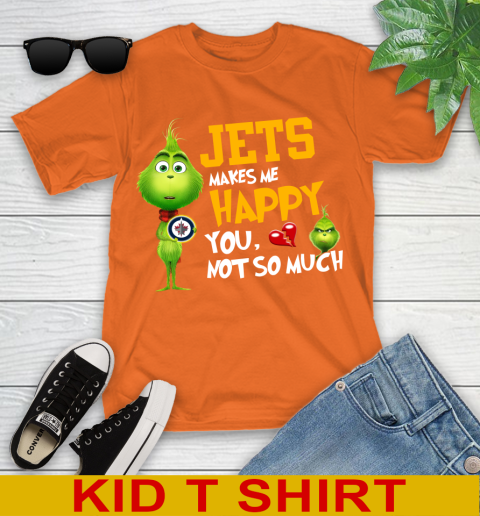 NHL Winnipeg Jets Makes Me Happy You Not So Much Grinch Hockey Sports Youth T-Shirt 8