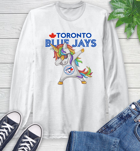 Toronto Blue Jays MLB Baseball Funny Unicorn Dabbing Sports Long Sleeve T-Shirt