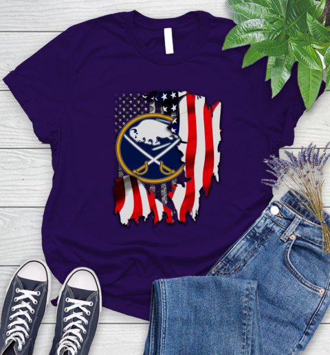 Buffalo Sabres NHL Hockey American Flag Women's T-Shirt 4
