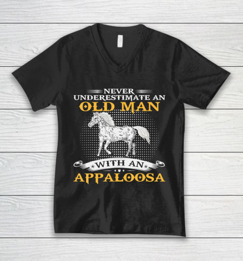 Father gift shirt Mens Never Underestimate An Old Man With An Appaloosa Horse Funny T Shirt V-Neck T-Shirt