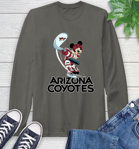 NHL Hockey Arizona Coyotes Cheerful Mickey Mouse Shirt Long Sleeve T-Shirt 9
