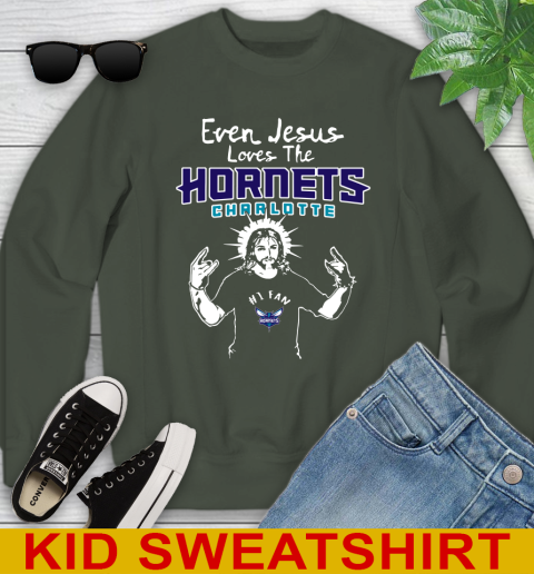 Charlotte Hornets NBA Basketball Even Jesus Loves The Hornets Shirt Youth Sweatshirt 8