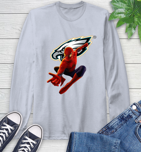 NFL Spider Man Avengers Endgame Football Philadelphia Eagles Long Sleeve T-Shirt 6