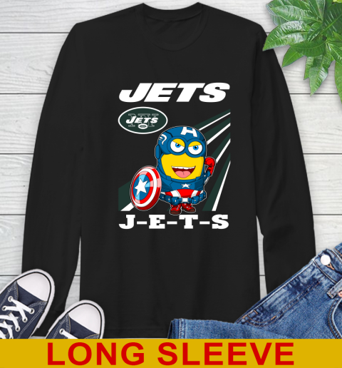 NFL Football New York Jets Captain America Marvel Avengers Minion Shirt Long Sleeve T-Shirt