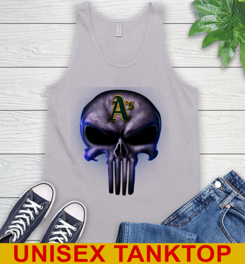 Oakland Athletics MLB Baseball Punisher Skull Sports Tank Top 3