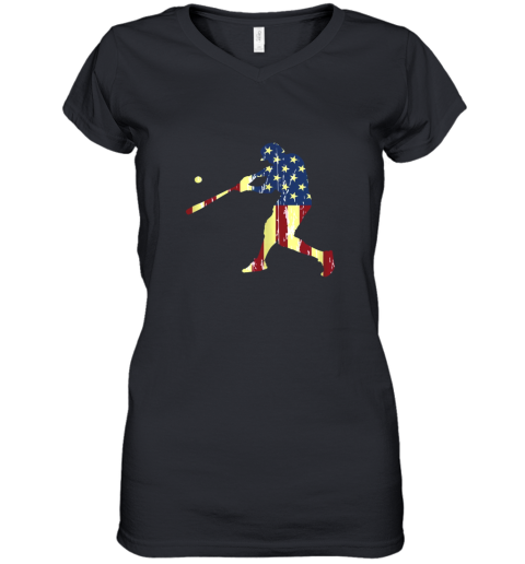 Patriotic American Flag Baseball Shirt, Baseball Women's V-Neck T-Shirt