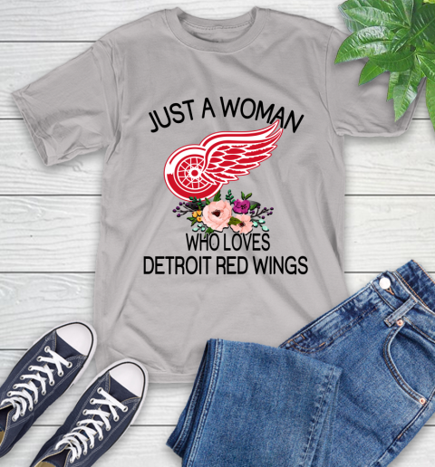 NHL Just A Woman Who Loves Detroit Red Wings Hockey Sports T-Shirt 12