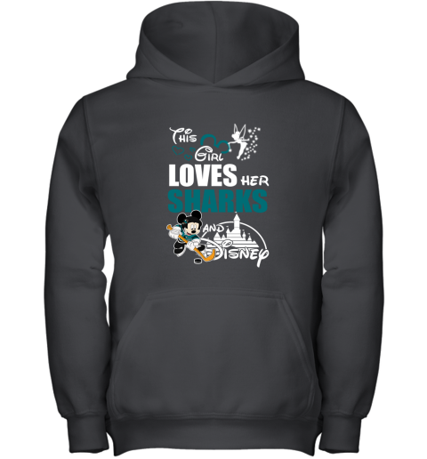 This Girl Love Her San Jose Sharks And Mickey Disney Youth Hoodie