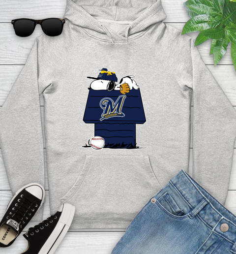 MLB Milwaukee Brewers Snoopy Woodstock The Peanuts Movie Baseball T Shirt Youth Hoodie