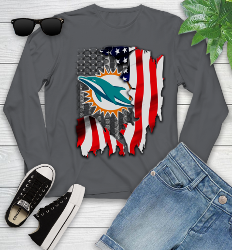 Miami Dolphins NFL Football American Flag Youth Long Sleeve 9