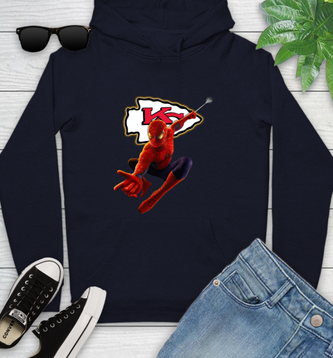 NFL Spider Man Avengers Endgame Football Kansas City Chiefs Youth Hoodie 4