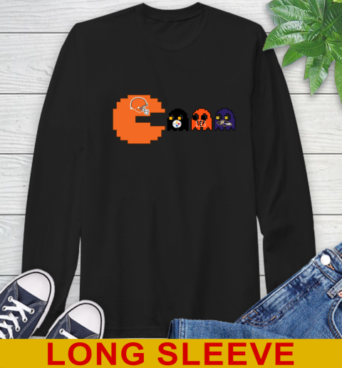 Cleveland Browns NFL Football Pac Man Champion Long Sleeve T-Shirt 2