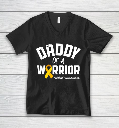 Father gift shirt Daddy Of A Warrior Childhood Cancer Awareness Dad Papa Gifts T Shirt V-Neck T-Shirt