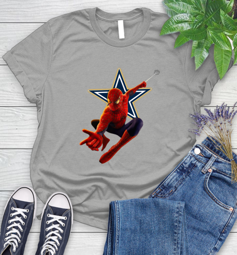 NFL Spider Man Avengers Endgame Football Dallas Cowboys Women's T-Shirt 10