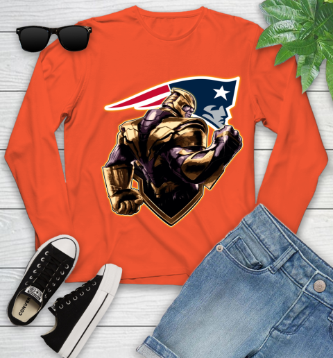 NFL Thanos Avengers Endgame Football Sports New England Patriots Youth Long Sleeve 4