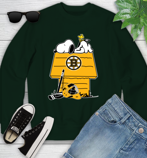 Boston Bruins NHL Hockey Snoopy Woodstock The Peanuts Movie Youth Sweatshirt 10