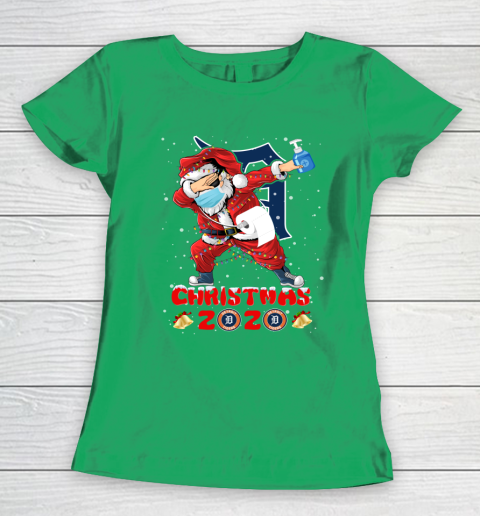 Detroit Tigers Funny Santa Claus Dabbing Christmas 2020 MLB Women's T-Shirt 5
