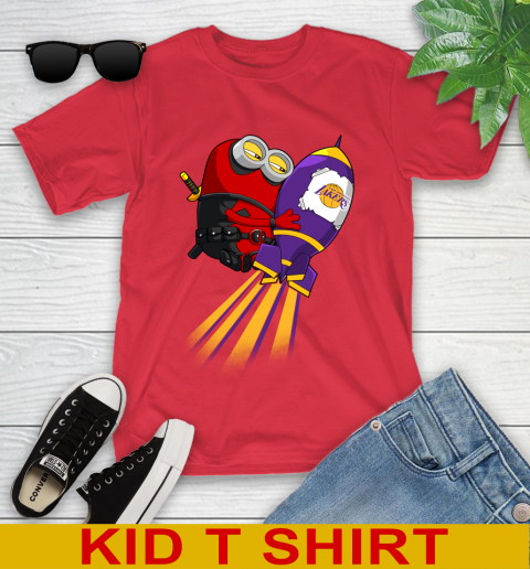 NBA Basketball Los Angeles Lakers Deadpool Minion Marvel Shirt Youth T-Shirt 11