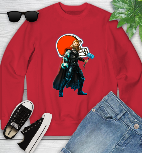 NFL Thor Avengers Endgame Football Cleveland Browns Youth Sweatshirt 9