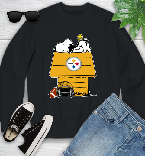 Pittsburgh Steelers NFL Football Snoopy Woodstock The Peanuts Movie Youth Sweatshirt 2