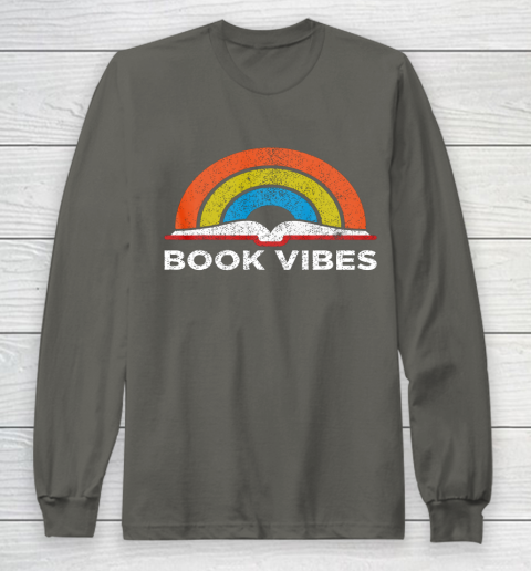 Reading Rainbow t shirt Vintage Retro Book Vibes Rainbow Gift for Reading Lovers Long Sleeve T-Shirt 5