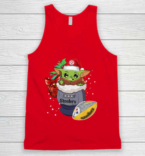 Pittsburgh Steelers Christmas Baby Yoda Star Wars Funny Happy NFL Tank Top 6