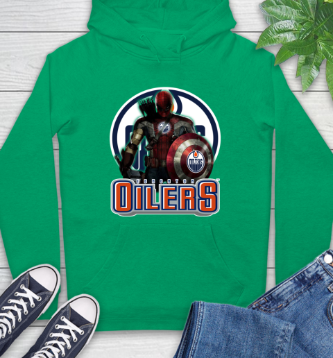 NHL Captain America Thor Spider Man Hawkeye Avengers Endgame Hockey Edmonton Oilers Hoodie 8