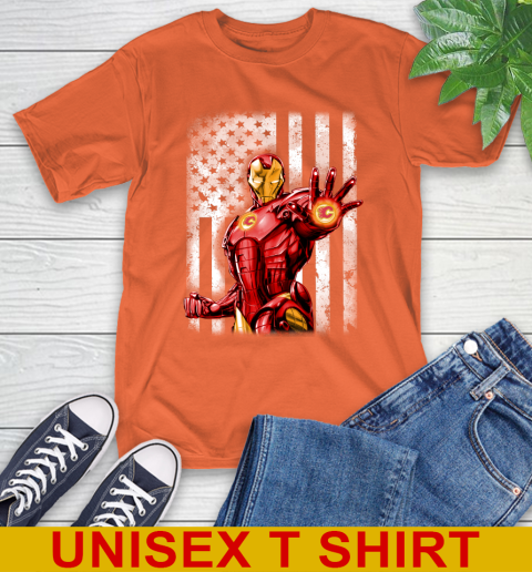 Calgary Flames NHL Hockey Iron Man Avengers American Flag Shirt T-Shirt 4