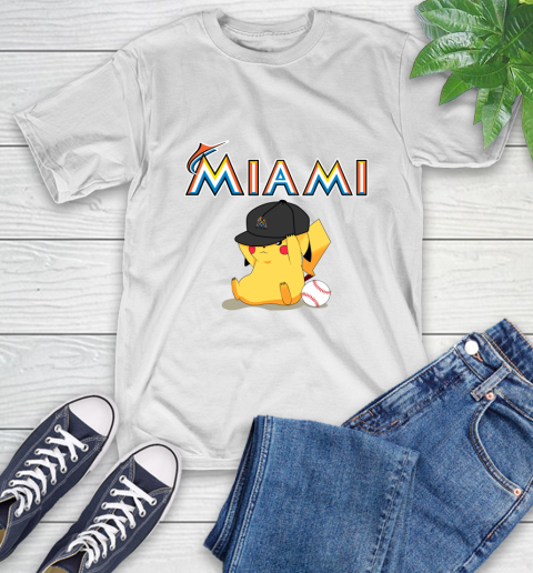 MLB Pikachu Baseball Sports Miami Marlins T-Shirt