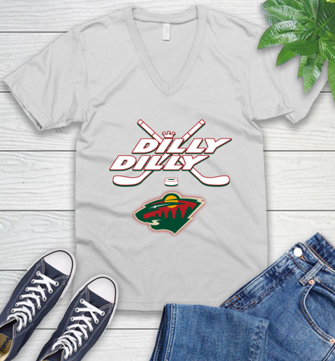 NHL Minnesota Wild Dilly Dilly Hockey Sports V-Neck T-Shirt