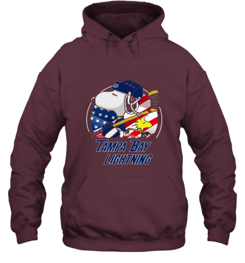 Tampa Bay lightning Snoopy And Woodstock NHL ftsg tampa bay lightningsnoopy and woodstock nhl hoodie 23 front maroon