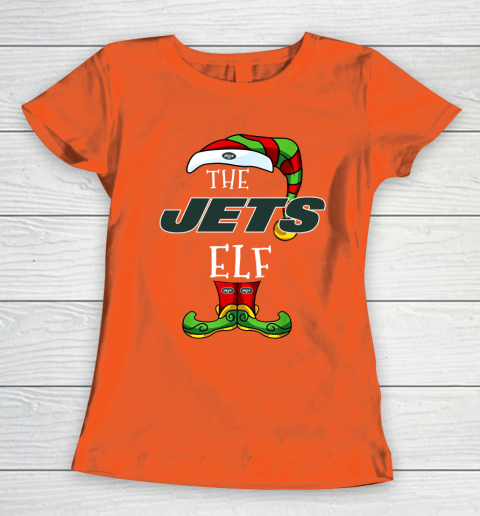 New York Jets Christmas ELF Funny NFL Women's T-Shirt 3